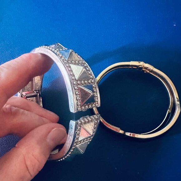 ✨ 2 Statement Cuff Bracelets | Mixed Metal Boho Glam | Bundle Deal ✨ - Picture 2 of 5